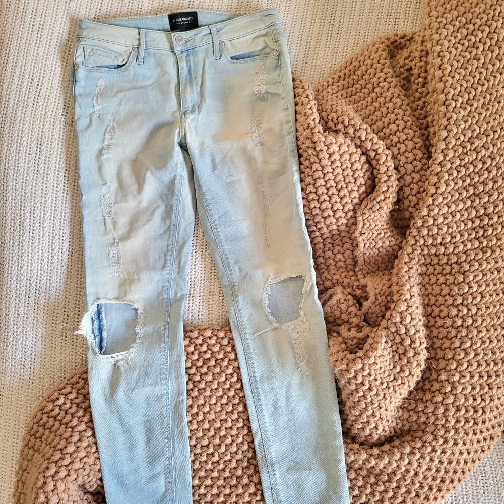 BLACK ORCHID Ripped Mid Rise Skinny Jeans (Size 28)